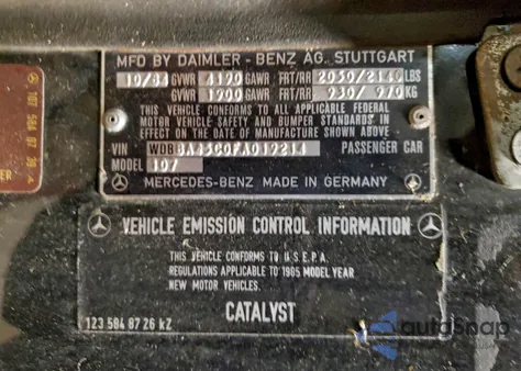 1985 Mercedes-Benz 380 Sl z USA, uszkodzony, nr VIN WDBBA45C0FA019214